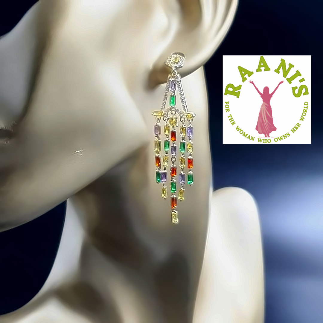 Raani's Fiesta Earrings bring a burst of colour to your everyday celebration with lightweight multicolour dangler earrings featuring cubic zirconia. These high-quality, versatile earrings add a pop of playful energy to any outfit. Bursting with vibrant colours, they're a reminder that life is a fiesta!