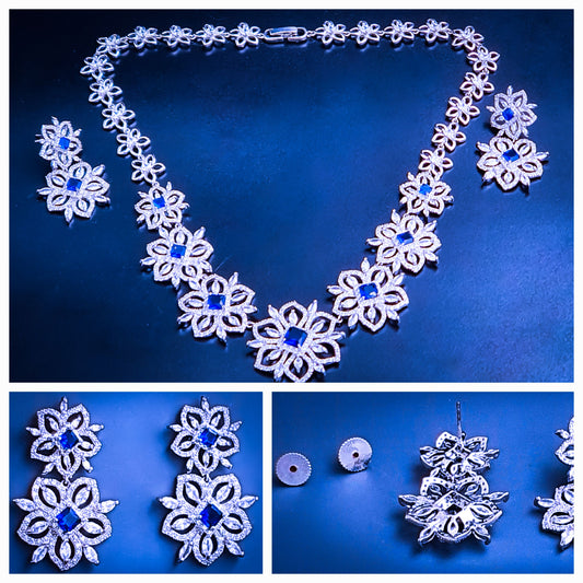 Raani's Blue Glass Stone Necklace Set