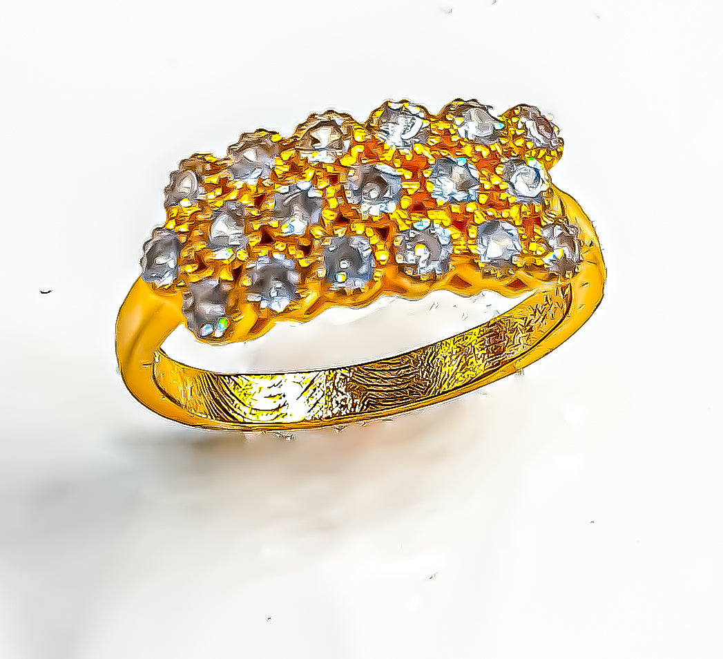 Embody timeless glamour with Raani's Radiant Cluster Ring, an anti-tarnish cubic zirconia ring for women. This exquisite piece features a captivating cluster of cubic zirconia, gleaming with vintage-inspired brilliance. Designed to make a dazzling statement, it complements any outfit and suits all occasions.