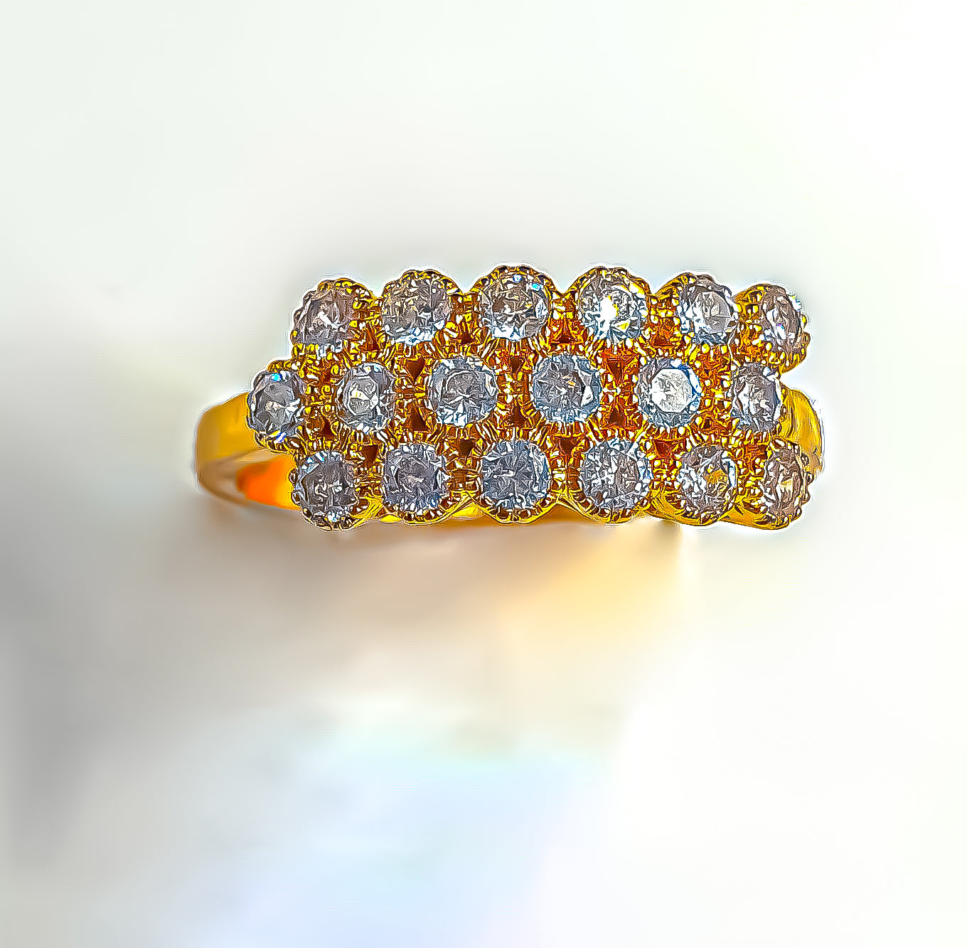 Embody timeless glamour with Raani's Radiant Cluster Ring, an anti-tarnish cubic zirconia ring for women. This exquisite piece features a captivating cluster of cubic zirconia, gleaming with vintage-inspired brilliance. Designed to make a dazzling statement, it complements any outfit and suits all occasions.